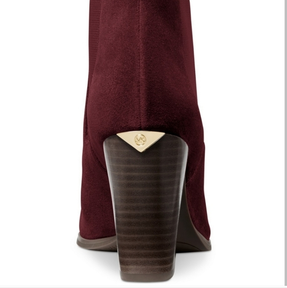 NEW MICHAEL Michael Kors Women's Lottie Bootie Suede Dark Berry  Size 10M - Picture 2 of 10